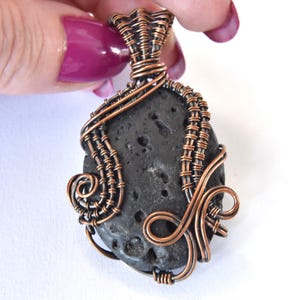 Lava Stone Diffuser Necklace: Handcrafted Copper Wire Wrapped Healing Jewelry