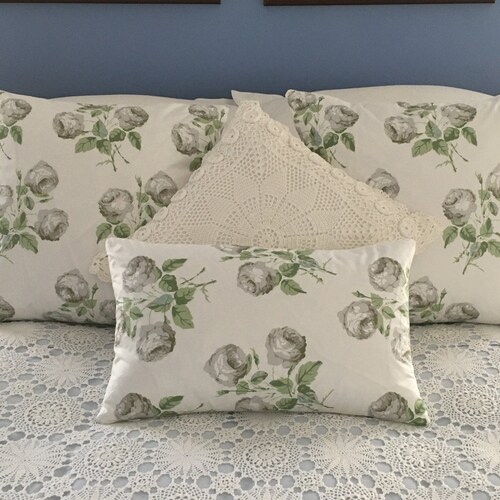 Colefax and Fowler Bowood Green / Grey Chintz Cushion Etsy