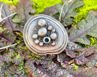 Blue Topaz and Reclaimed Sterling Silver Ring