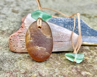 Deep Amber Sea Glass Necklace