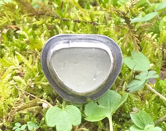 Half Moon Beach Glass & Sterling Silver Ring