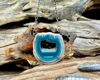 Blue Agate and Sterling Silver Choker