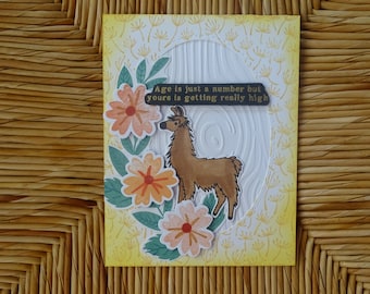 Handmade Funny Llama Birthday Greeting Card