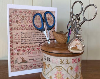 Mousey, OAK, Scissor Holder, Liberty Fabric, Snippit Kit, Magnetic Base, Handcrafted ,Cherry, Wood