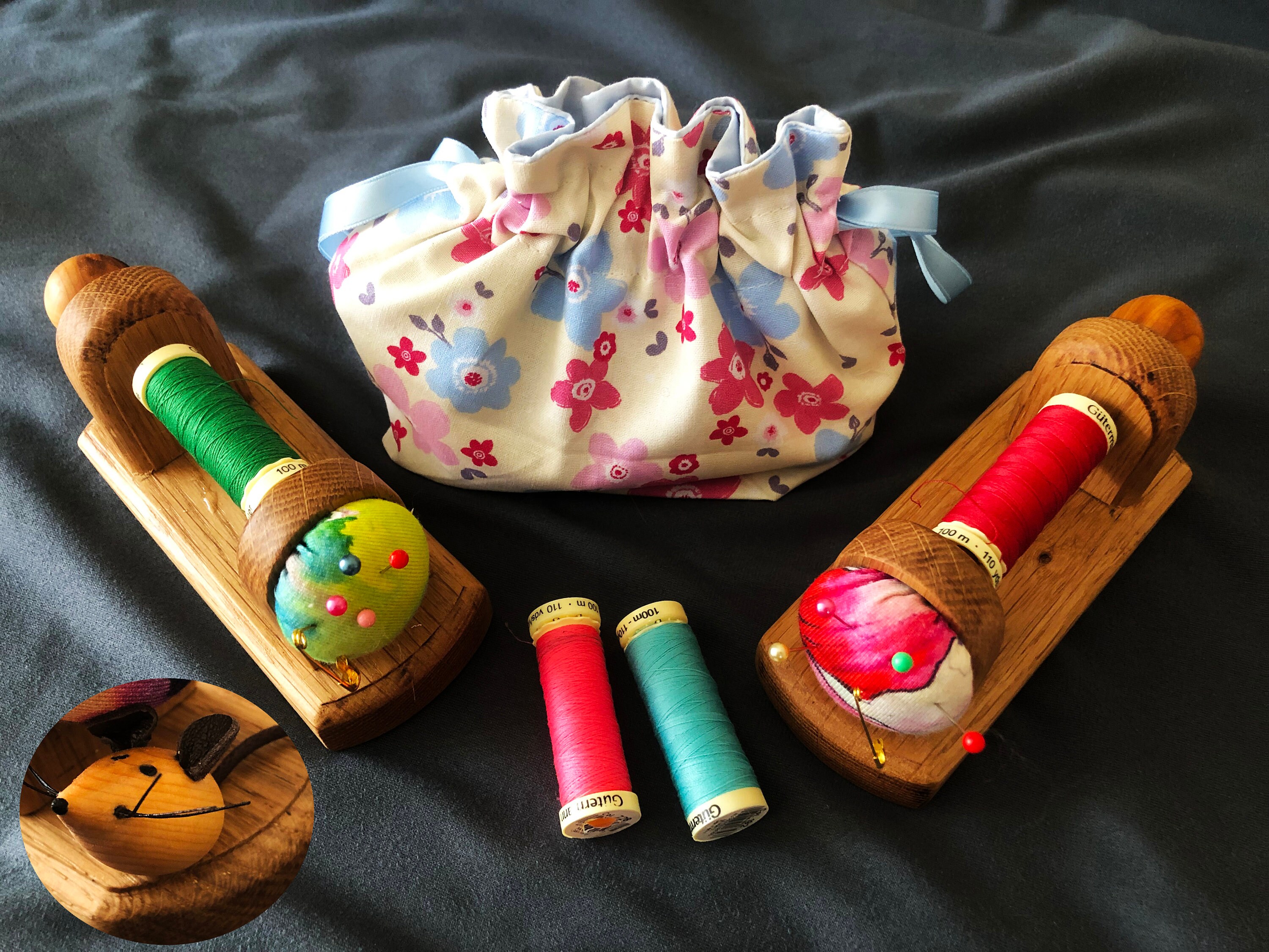 Portable Spool Holder With Pin Cushion: Sewing, Quilting & Paper ...