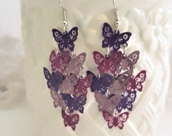 Purple butterfly earrings, Butterfly earrings, Shades of purple butterfly jewelry, Gifts for her, Birthday gifts, Mother's day gifts