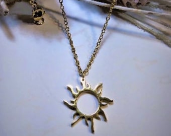 Gold sun necklace, Minamalist jewelry, Sun jewelry, Petite necklace, Gifts for her, Gifts for mom, Birthday gifts, Anniversary gifts