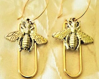 Silver and gold honey bee earrings, Bee earrings, Honey bee dangle earrings, Gifts for her, Birthday gifts, Mother's day Gifts, Anniversary