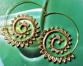 Gold spiral earrings, Gold filigree earrings, Dangle earrings, Gifts for her, Birthday gifts, Anniversary gifts, Mother's day gifts