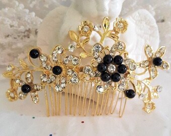 Gold Black Hairpiece - Etsy Gold Black Hairpiece - Etsy