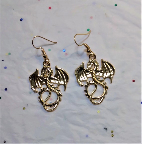 Dragon dangle earrings deals