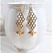 Bee and Honeycomb Earrings, Gold Dangle Earrings, Bee Jewelry, Fun Earrings, Modern Jewelry, Gold Jewelry, Accessories, Gifts for Her 