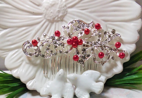 Red and sale silver hair accessories