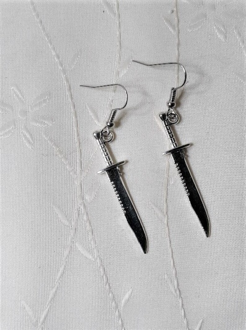 Trendy Vintage Knife Shape Dangle Earrings Retro Style Etsy