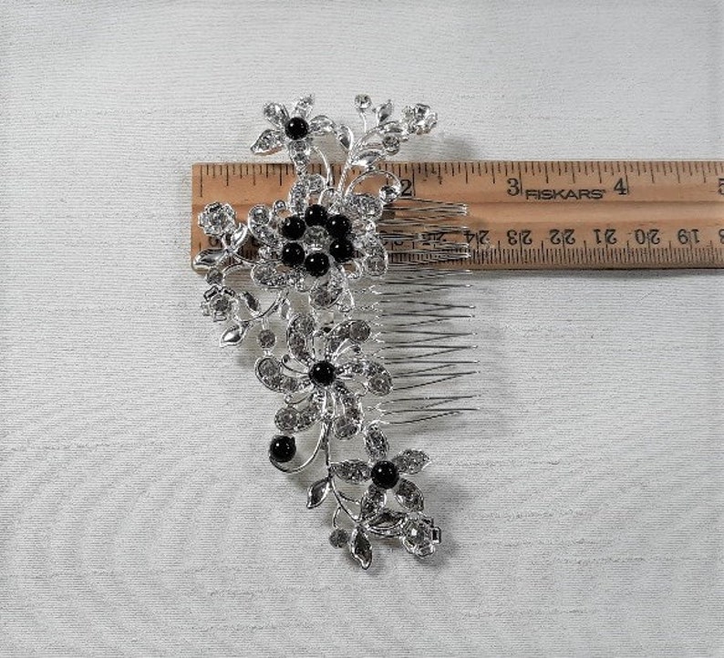 rhinestone hairpiece bridal hairpiece combs hair accessories wedding jewelry black and silver hair comb Rhinestone romantic hairpiece