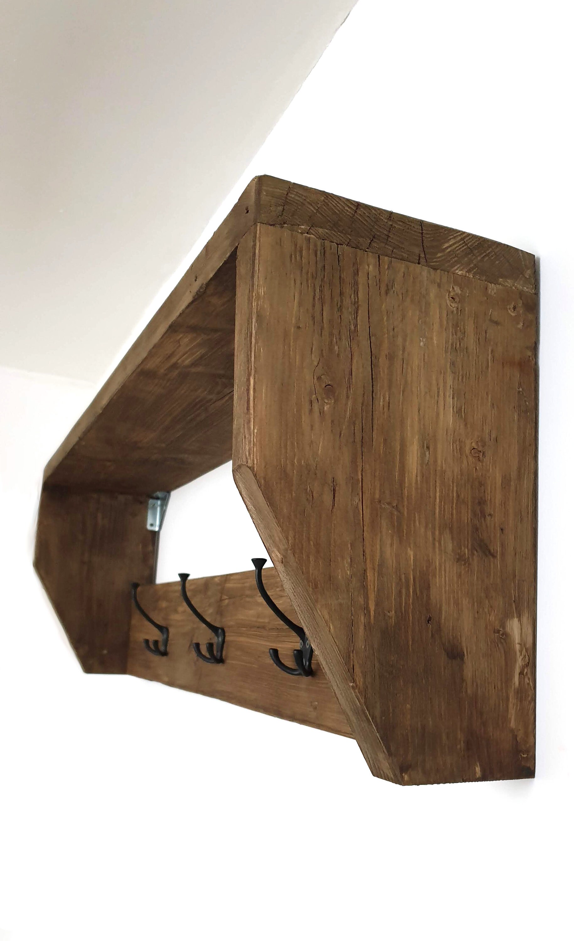 Rustic Coat Rack With Shelf Reclaimed Wood Etsy