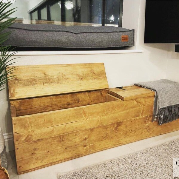 Large Industrial Storage Bench With Separate Storage Compartments