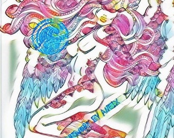 Adult Coloring Page PdfAdult coloring page Single coloring page Female Hermes Goddess Mercury Named Alecto