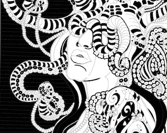 Single coloring page A Cephalopoda The Sea Witch  : Adult Art and Doodles by Aneix  Coloring Book and  Printable pages