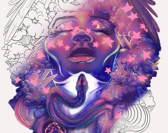 Cloud hair coloring page png and pdf files