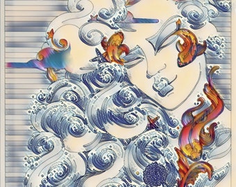 Adult Coloring Page PdfA Geisha's Hair Waves  : Adult Art and Doodles by Aneix Coloring Book and  Printable pages