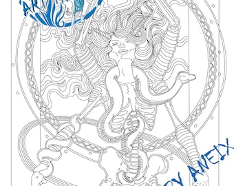 Adult Coloring Page PdfDancing Unicorn Skeleton : Adult Art and Doodles by Aneix