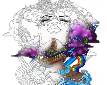 Stormy Cloud Hair Coloring Page