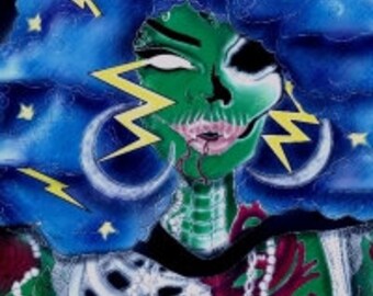 Adult Coloring Page PdfAfro Storm Hair of Stars and Moons : Adult Art and Doodles by Aneix Coloring Page