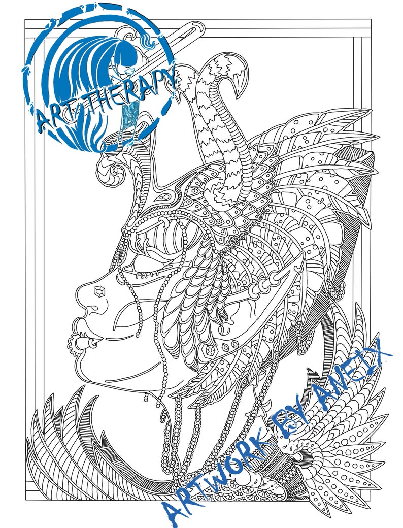 Coloring Page Celestial Hatshepsut the Queen of Sheba : Adult | Etsy