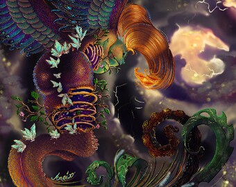 Greyscale Phoenix coloring page