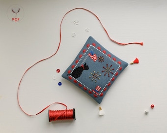 Fireworks Cat Decoration Cross Stitch and Beads Digital Pattern (PDF)