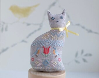 Spring Cat 3D Decoration Cross Stitch Digital Pattern (PDF)