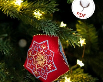 Christmas Biscornu festive pin cushion cross stitch digital pattern (PDF)