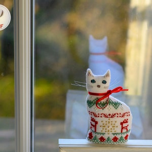 Winter Cat 3D Decoration Cross Stitch Digital Pattern (PDF)