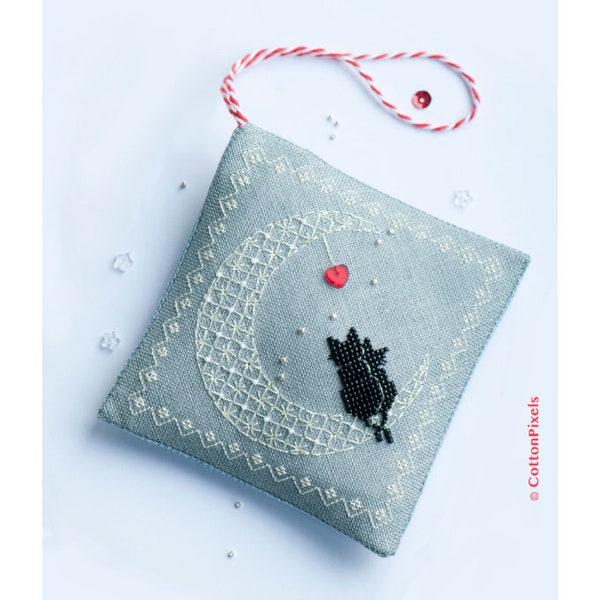 Moon Cats Cross Stitch and Beads Digital Pattern (PDF)