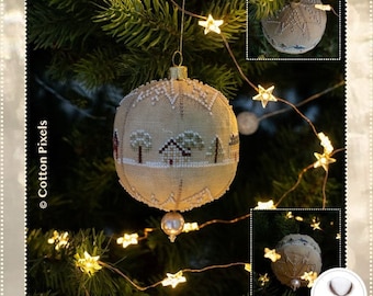 Winter Day 3D Christmas Tree Ball Cross Stitch Digital Pattern (PDF)