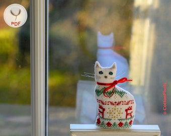 Winter Cat 3D Decoration Cross Stitch Digital Pattern (PDF)