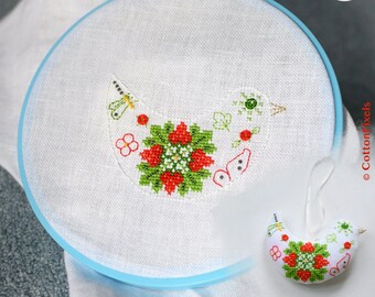 Summer Bird 3D Decoration Cross Stitch Digital Pattern (PDF)