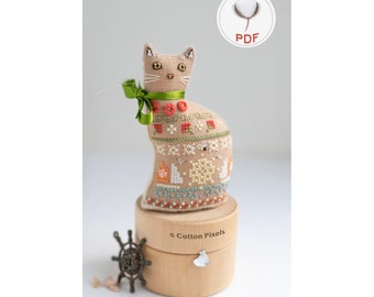 Summer Cat 3D Soft Toy Ornament Cross Stitch Digital Pattern (PDF)
