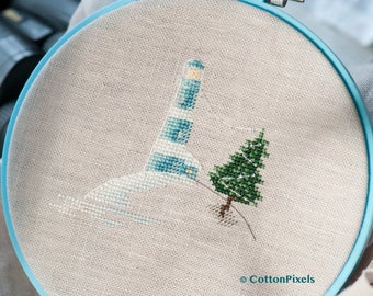 Lighthouse Island Christmas Cross Stitch Digital Pattern (PDF)