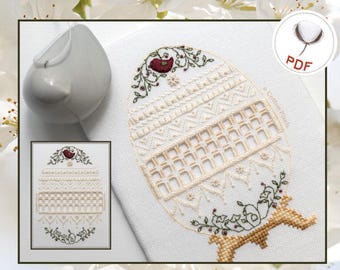 Easter Egg "Bird" Hardanger embroidery digital pattern (PDF)