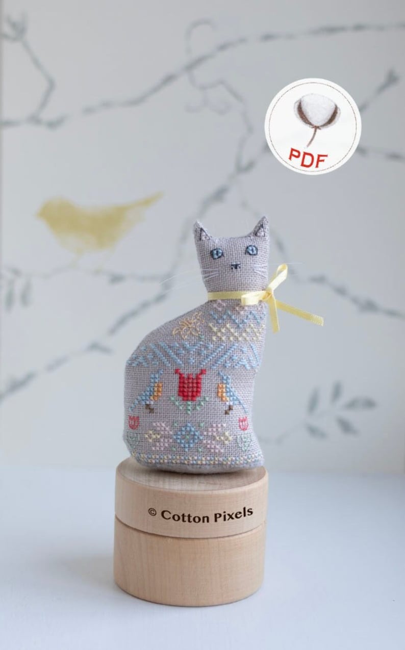 Spring Cat from Cotton Pixels on Etsy