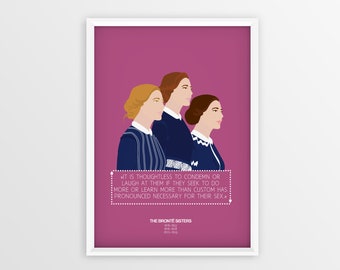 Portrait of the Brontë sisters, icons, Women of words, Pop Art Gift for Her, Inspiring Wall Art, Feminism Print, Women Empowerment, Girl Writer