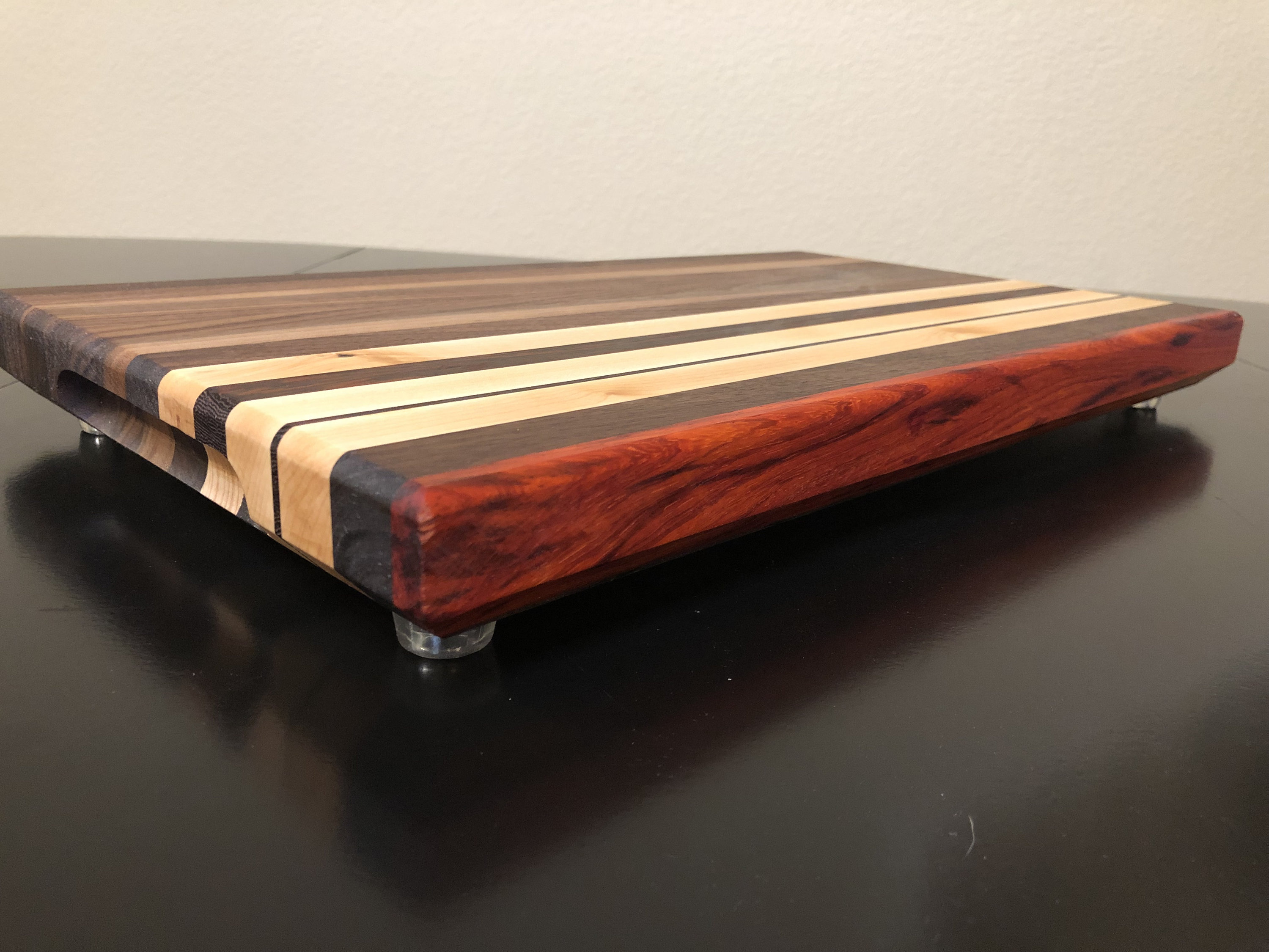 Brilliant Unique Padauk Fire Trim Walnut Cutting Board with Wenge
