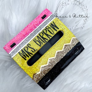 Plaknotitiehouder | Notitiehouder voor potlood | Gepersonaliseerde leraarscadeau | Plaknotitiehouder met glitter | Leraar cadeau