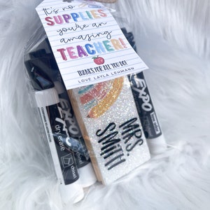 Geschenkset für Lehrer | Personalisierter Glitzer Whiteboard Radiergummi | Kreidetafel Radiergummi | Geschenk für Lehrer | Personalisiertes Lehrer Geschenk