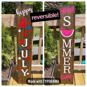 Reversible Porch Sign | Summer Porch Sign | July 4th Porch Sign | 4th of July Sign