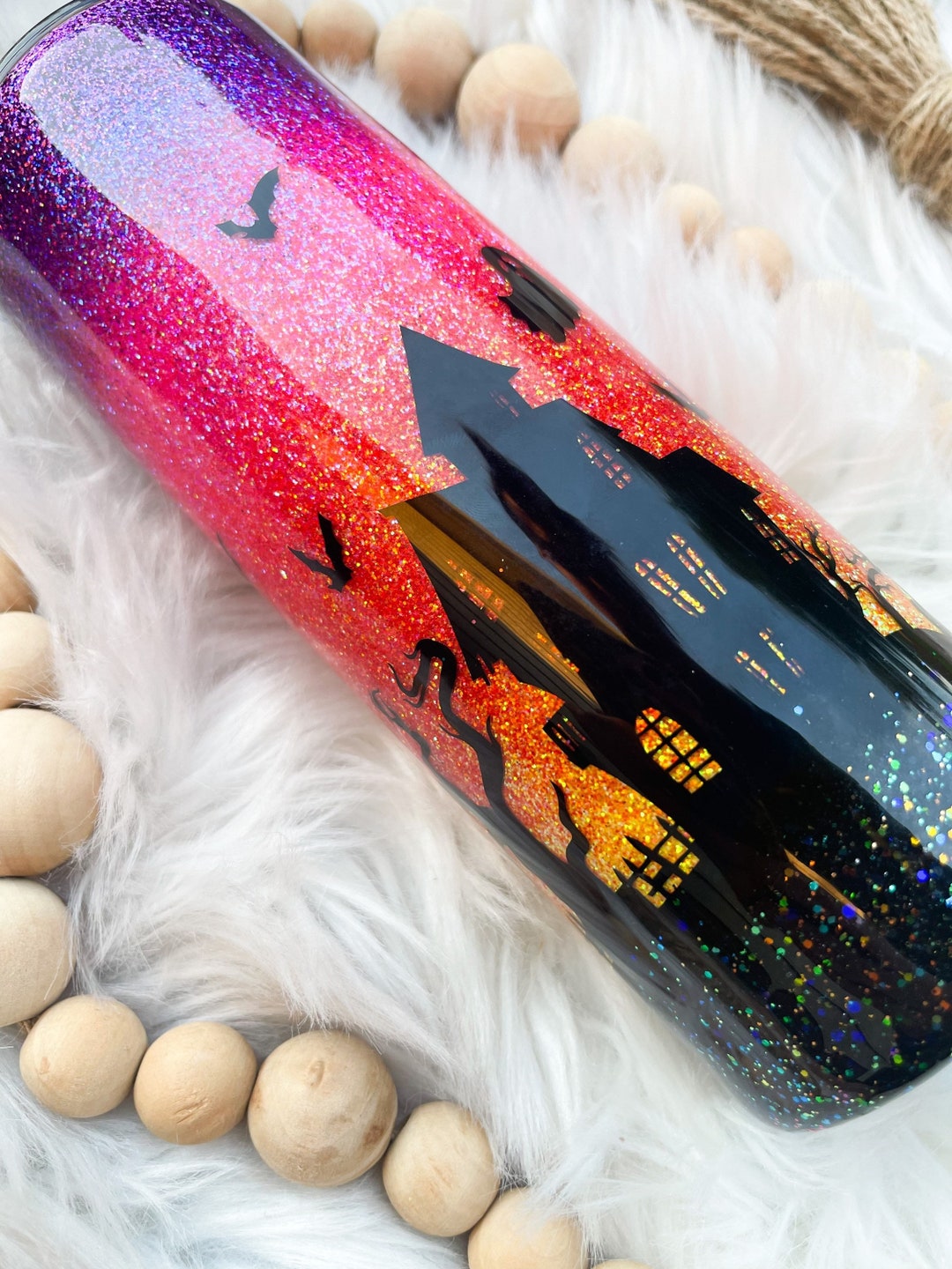 Halloween Tumbler Spooky Tumbler Halloween Sunset Tumbler Etsy