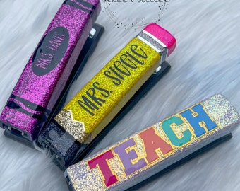 Personalized Teacher Stapler | Teacher Stapler | Glitter Stapler | Cute Teacher Gift | Pencil Stapler | Crayon Stapler