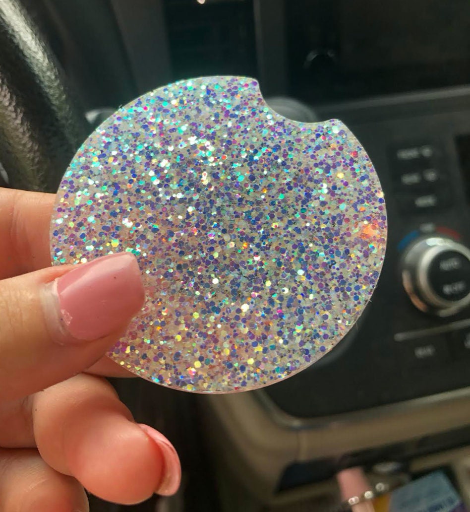 Glitter Car Coasters Set of 2 Car Accessories Gift for Her Etsy